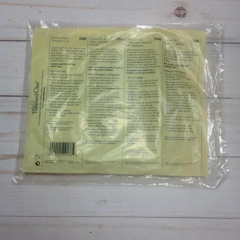 PAMPERED CHEF MANUAL FOOD PROCESSOR LID